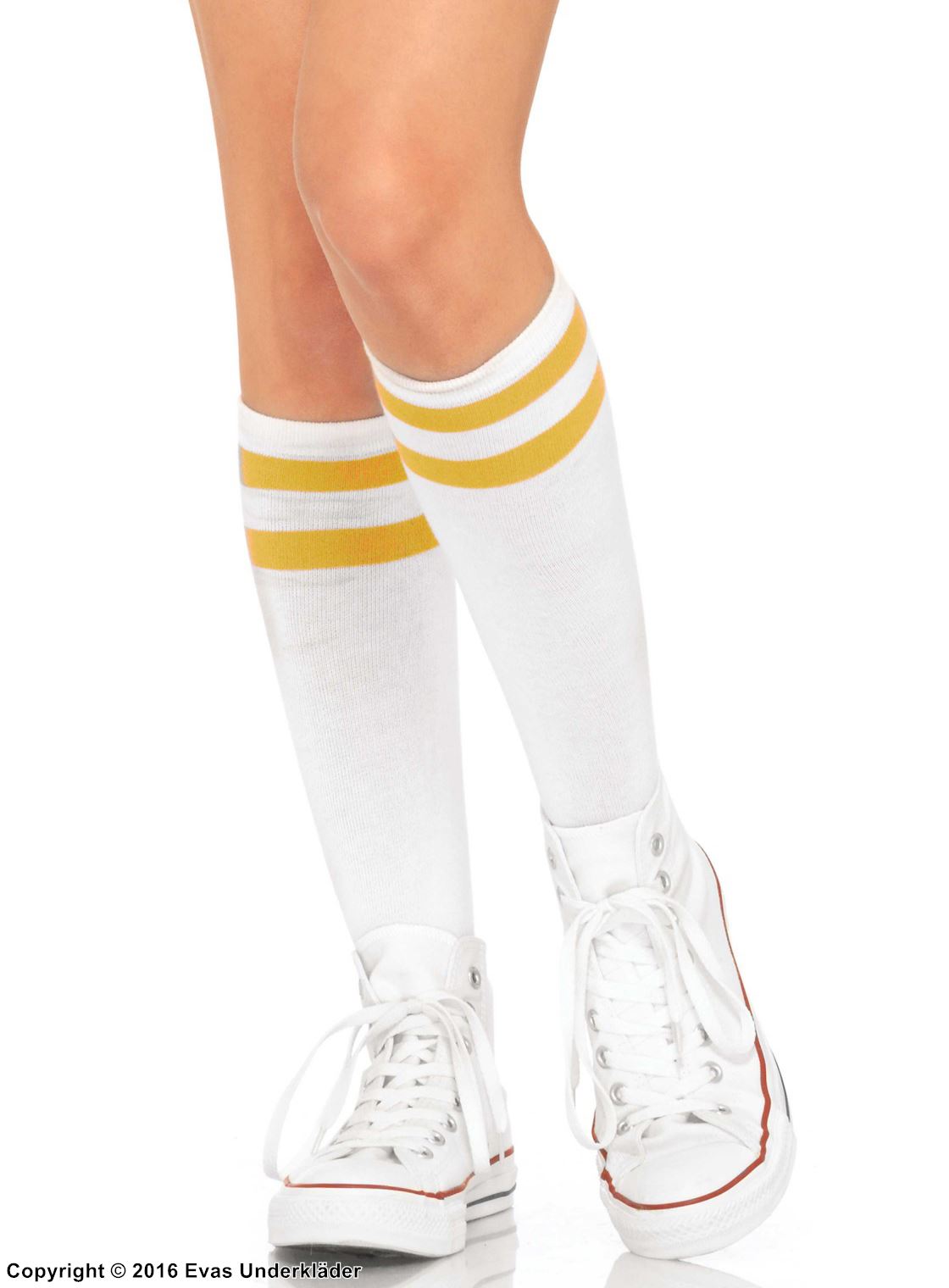Knee socks, athletic look, horizontal stripes